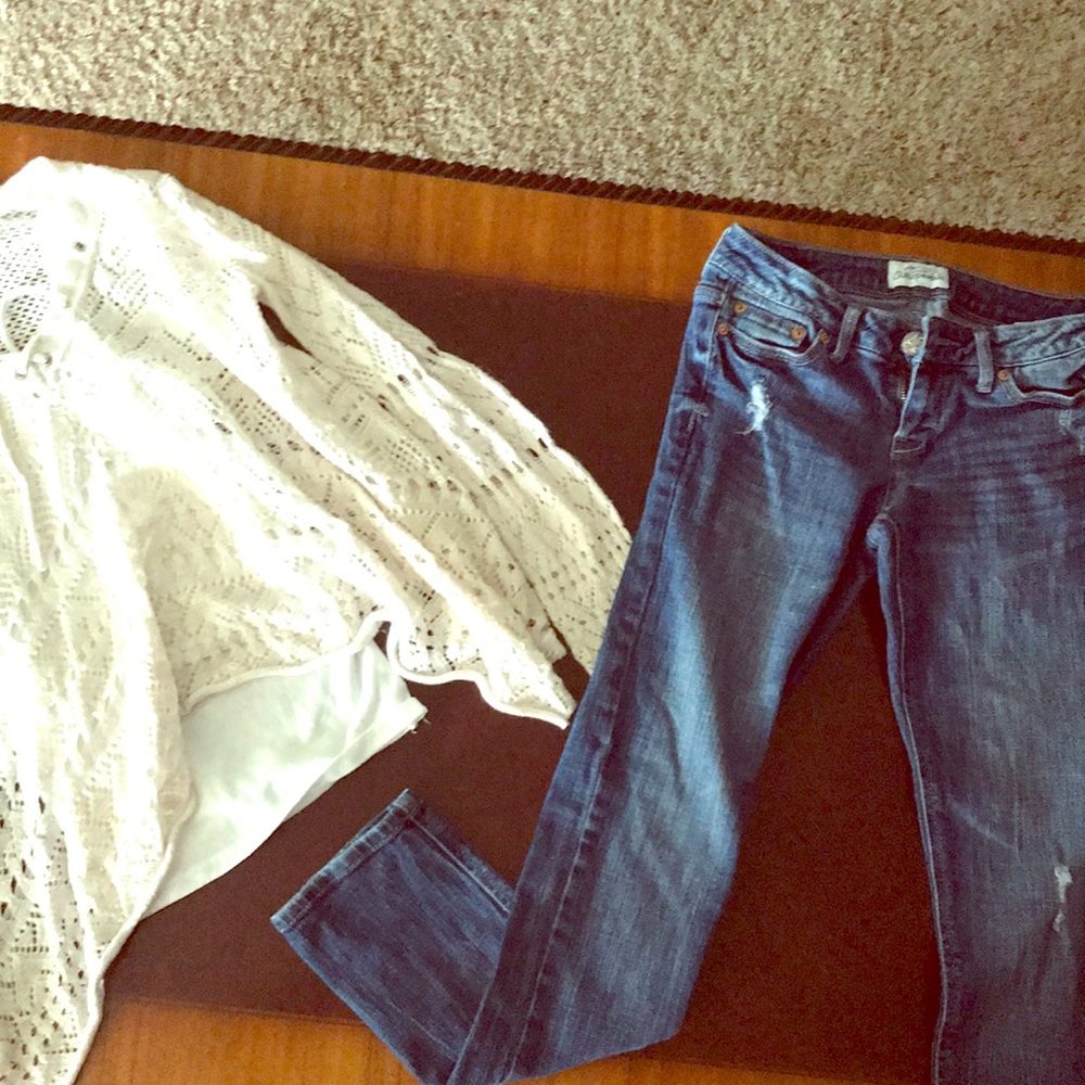 A cute junior sweater with Aeropostale blue jeans!
